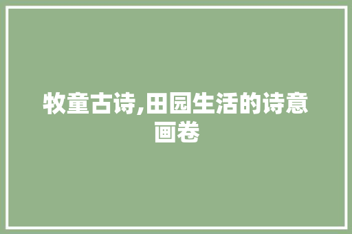 牧童古诗,田园生活的诗意画卷 范文宝典