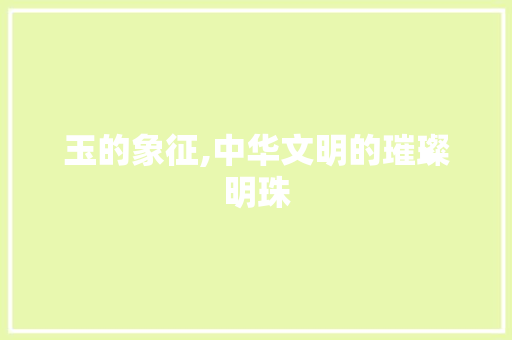 玉的象征,中华文明的璀璨明珠 范文之家