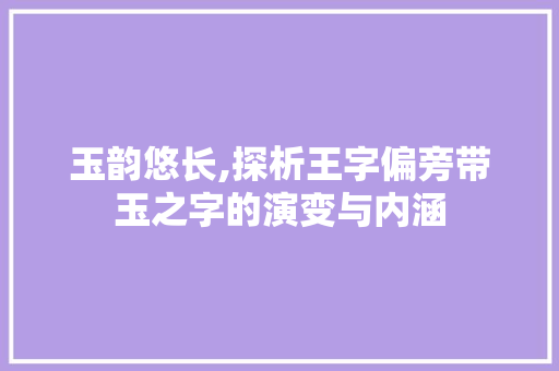 玉韵悠长,探析王字偏旁带玉之字的演变与内涵
