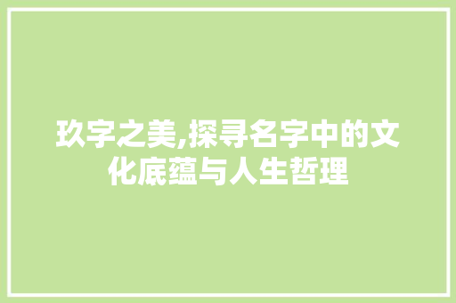 玖字之美,探寻名字中的文化底蕴与人生哲理
