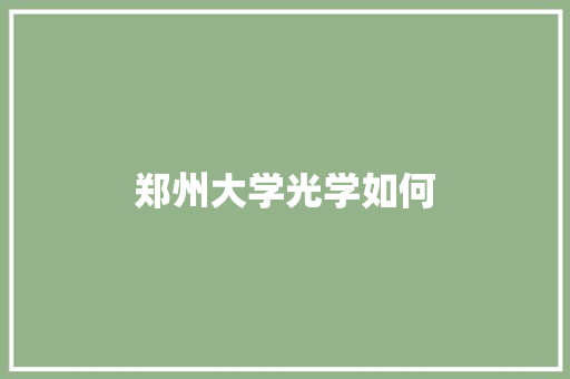 郑州大学光学如何