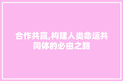 合作共赢,构建人类命运共同体的必由之路