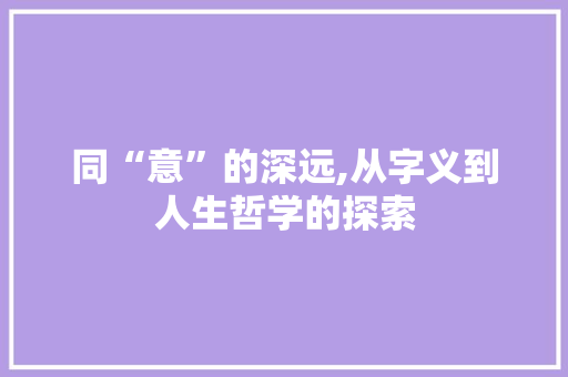 同“意”的深远,从字义到人生哲学的探索