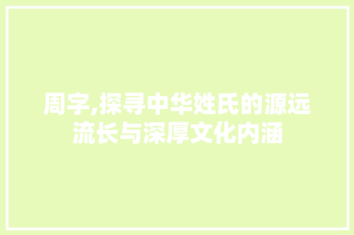 周字,探寻中华姓氏的源远流长与深厚文化内涵