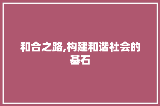 和合之路,构建和谐社会的基石