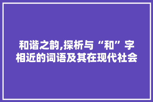 和谐之韵,探析与“和”字相近的词语及其在现代社会的运用