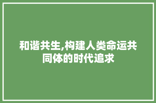 和谐共生,构建人类命运共同体的时代追求