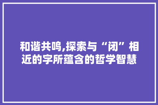 和谐共鸣,探索与“闭”相近的字所蕴含的哲学智慧