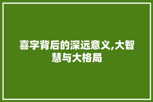 喜字背后的深远意义,大智慧与大格局