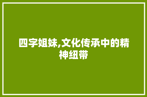 四字姐妹,文化传承中的精神纽带