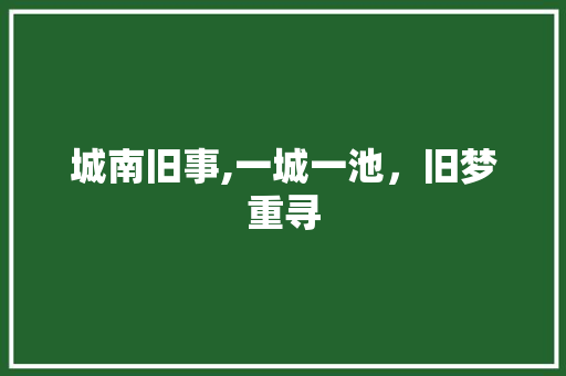 城南旧事,一城一池，旧梦重寻