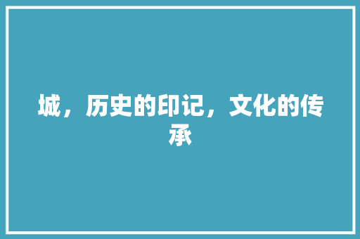 城，历史的印记，文化的传承
