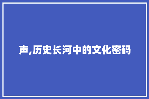 声,历史长河中的文化密码