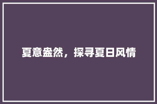 夏意盎然，探寻夏日风情