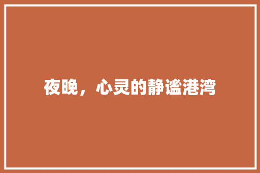 夜晚，心灵的静谧港湾