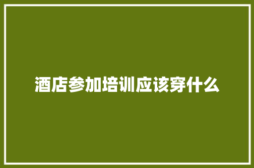 酒店参加培训应该穿什么