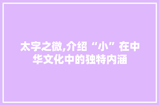 太字之微,介绍“小”在中华文化中的独特内涵