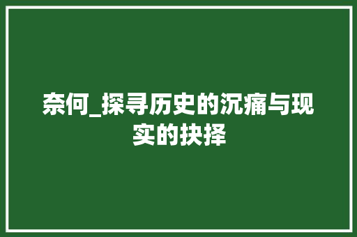 奈何_探寻历史的沉痛与现实的抉择