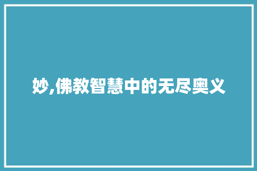 妙,佛教智慧中的无尽奥义