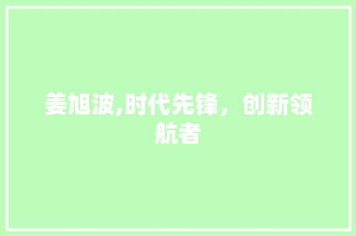 姜旭波,时代先锋，创新领航者