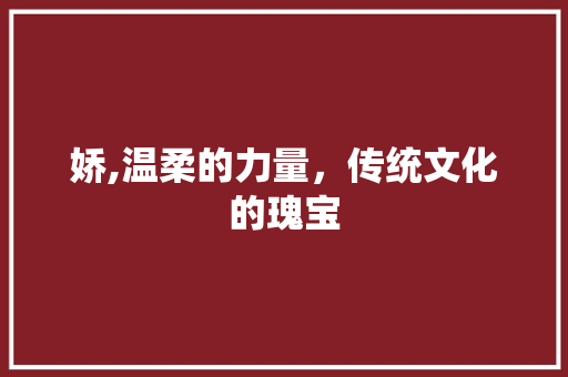 娇,温柔的力量，传统文化的瑰宝