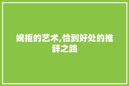 婉拒的艺术,恰到好处的推辞之路