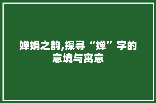 婵娟之韵,探寻“婵”字的意境与寓意
