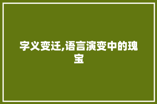 字义变迁,语言演变中的瑰宝