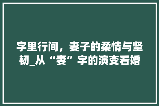 字里行间，妻子的柔情与坚韧_从“妻”字的演变看婚姻之美