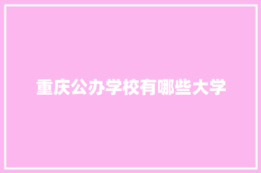 重庆公办学校有哪些大学