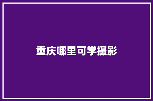 重庆哪里可学摄影