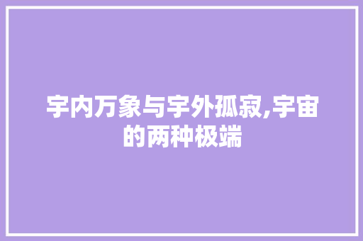 宇内万象与宇外孤寂,宇宙的两种极端
