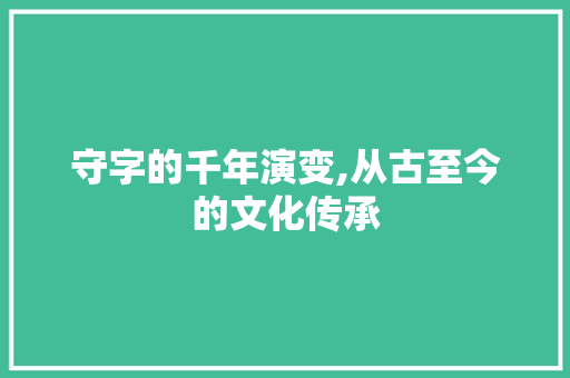 守字的千年演变,从古至今的文化传承