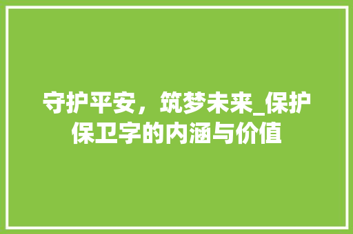 守护平安，筑梦未来_保护保卫字的内涵与价值