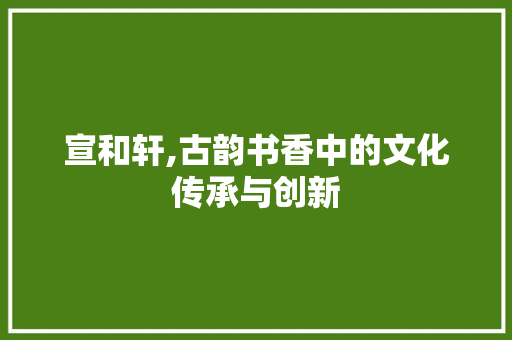 宣和轩,古韵书香中的文化传承与创新