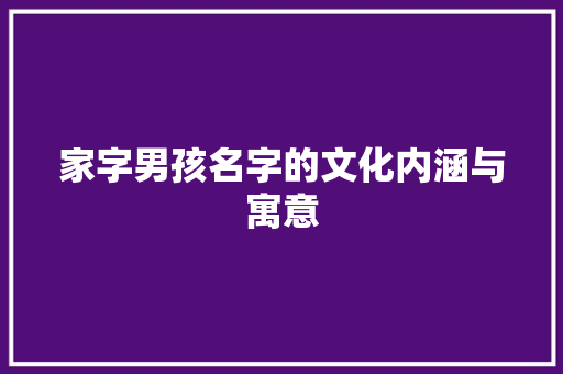 家字男孩名字的文化内涵与寓意