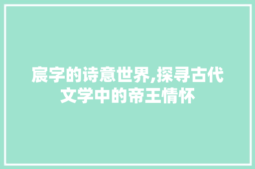 宸字的诗意世界,探寻古代文学中的帝王情怀