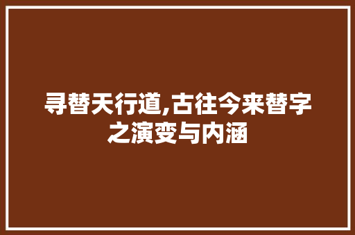 寻替天行道,古往今来替字之演变与内涵