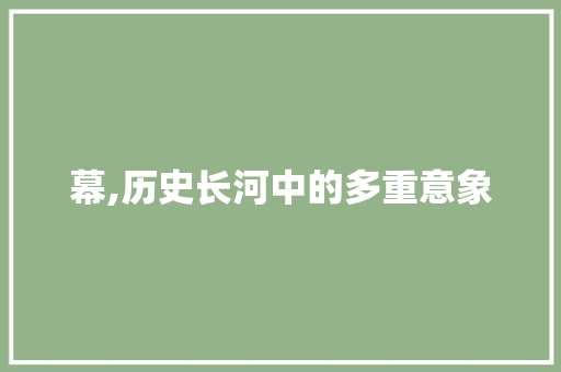 幕,历史长河中的多重意象