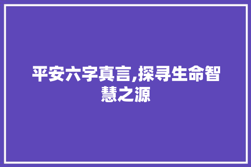 平安六字真言,探寻生命智慧之源