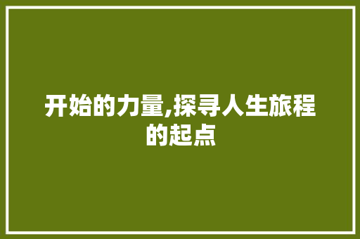 开始的力量,探寻人生旅程的起点