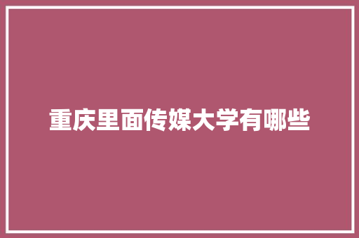 重庆里面传媒大学有哪些