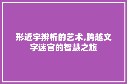 形近字辨析的艺术,跨越文字迷宫的智慧之旅