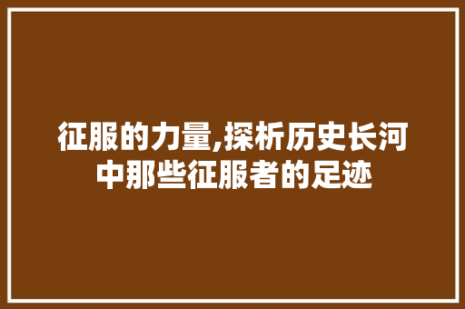 征服的力量,探析历史长河中那些征服者的足迹