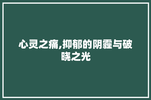 心灵之痛,抑郁的阴霾与破晓之光