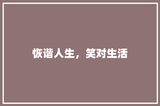 恢谐人生，笑对生活