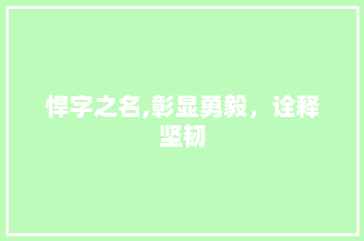 悍字之名,彰显勇毅，诠释坚韧