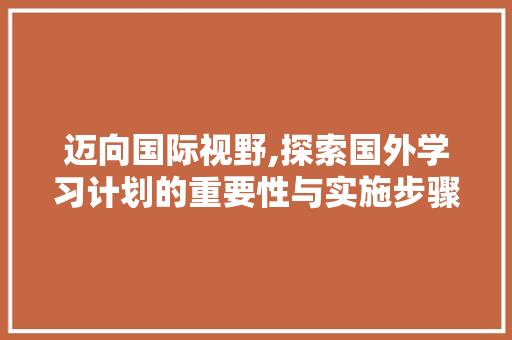 迈向国际视野,探索国外学习计划的重要性与实施步骤