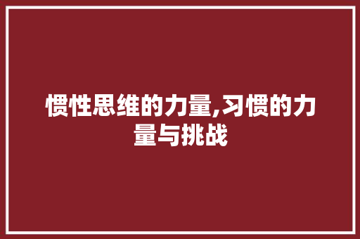 惯性思维的力量,习惯的力量与挑战