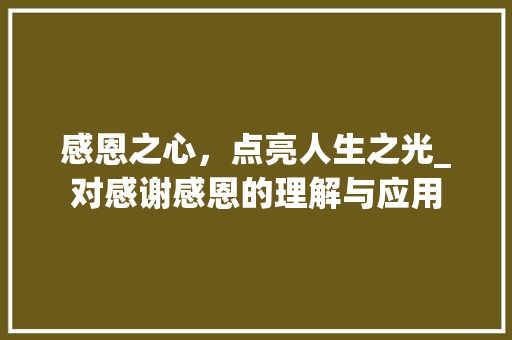感恩之心，点亮人生之光_对感谢感恩的理解与应用